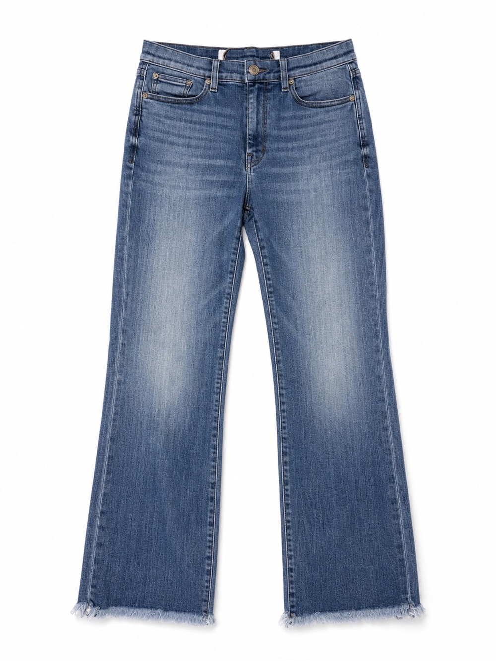 AYR The Bomb Pop Cropped Raw Hem Jeans Women’s 28 Medium Wash High Rise Straight - Picture 2 of 11
